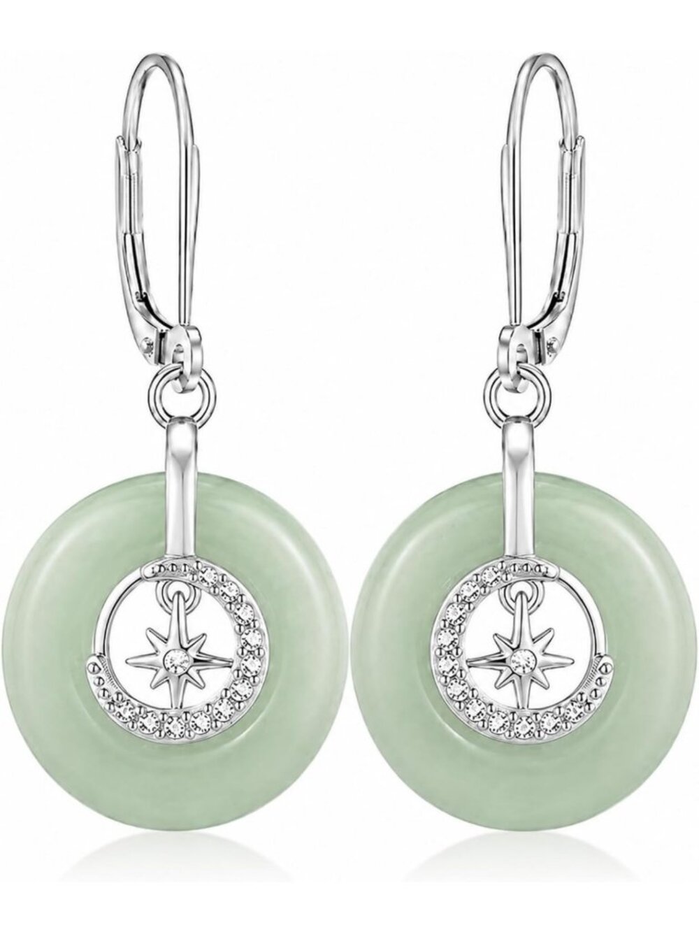 Handmade Gold Plated Natural Jade Drop Earrings | Healing Floral Jewelry